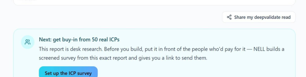 NELL ICP buyer survey prompt for turning desk research into real buyer signal.
